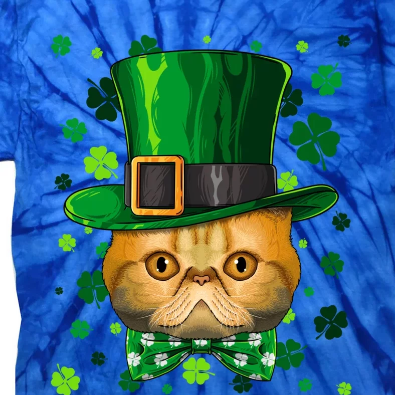 Exotic Shorthair St Patricks Day Cat Leprechaun Hat Shamrock Gift Tie-Dye T-Shirt