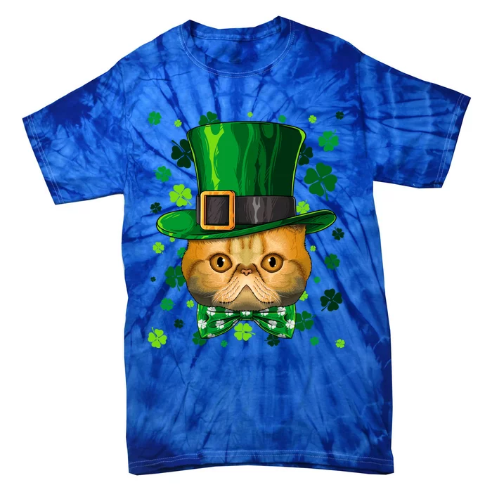 Exotic Shorthair St Patricks Day Cat Leprechaun Hat Shamrock Gift Tie-Dye T-Shirt