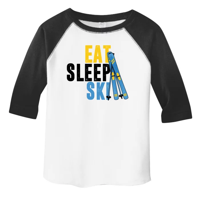 Eat Sleep Ski Skiing Winter Sports Mountain Skier Gift Toddler Fine Jersey T-Shirt