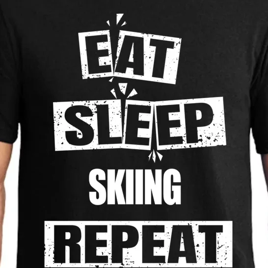 Eat Sleep Skiing Repeat Funny Skiing Cute Gift Pajama Set