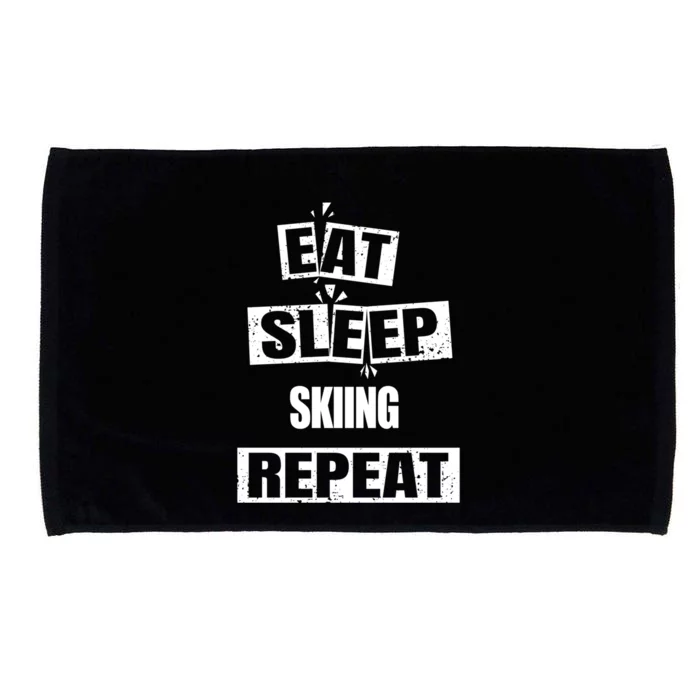 Eat Sleep Skiing Repeat Funny Skiing Cute Gift Microfiber Hand Towel