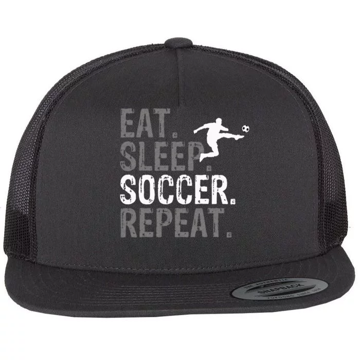 Eat Sleep Soccer Repeat Soccer Graphic Flat Bill Trucker Hat