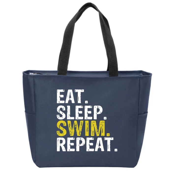 Eat Sleep Swim Repeat Gift Hoodie Zip Tote Bag