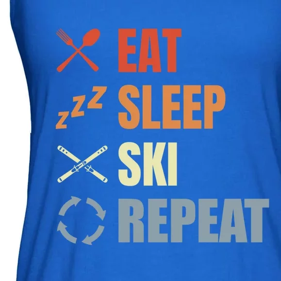 Eat Sleep Ski Repeat Skiing Teacher Extreme Sports Gift Ladies Essential Flowy Tank