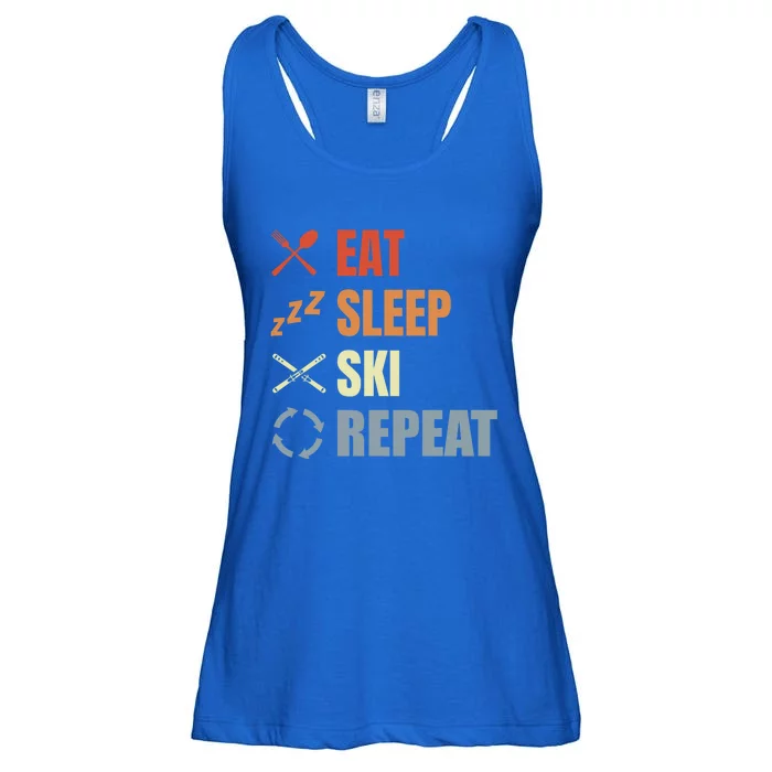 Eat Sleep Ski Repeat Skiing Teacher Extreme Sports Gift Ladies Essential Flowy Tank