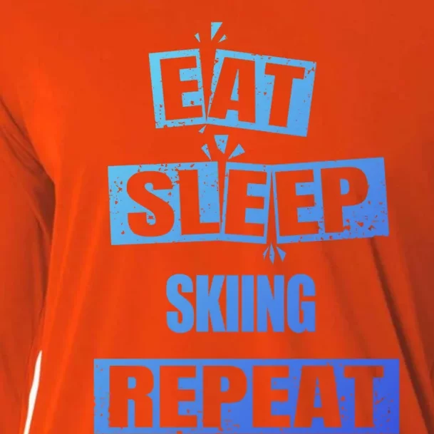 Eat Sleep Skiing Repeat Funny Skiing Cute Gift Cooling Performance Long Sleeve Crew