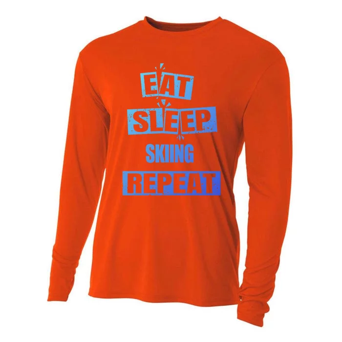 Eat Sleep Skiing Repeat Funny Skiing Cute Gift Cooling Performance Long Sleeve Crew