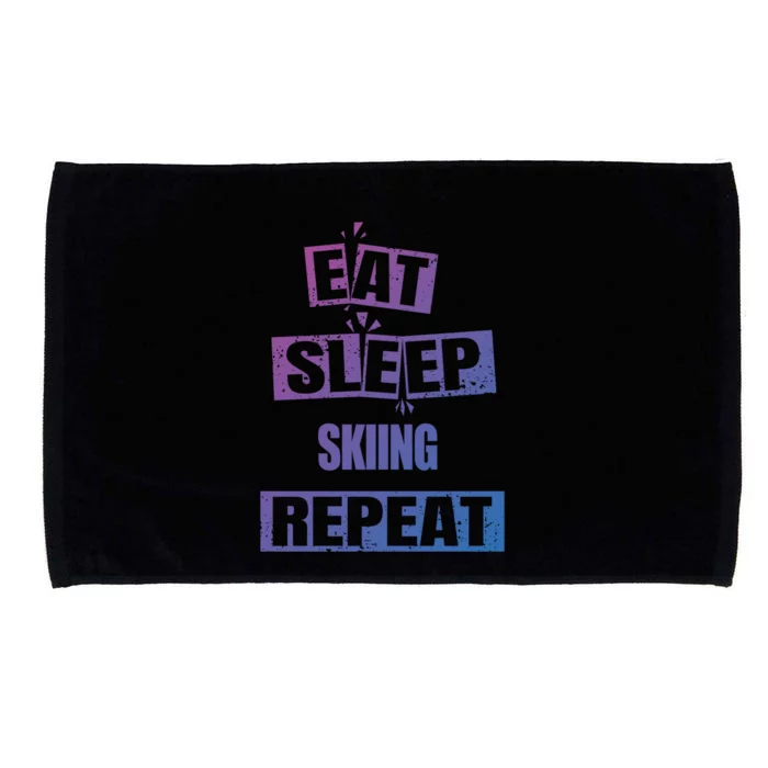 Eat Sleep Skiing Repeat Funny Skiing Cute Gift Microfiber Hand Towel