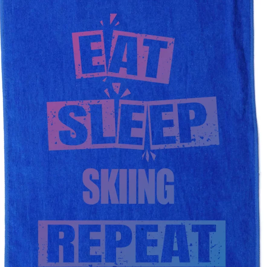 Eat Sleep Skiing Repeat Funny Skiing Cute Gift Platinum Collection Golf Towel