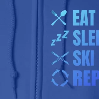 Eat Sleep Ski Repeat Skiing Teacher Extreme Sports Gift Full Zip Hoodie