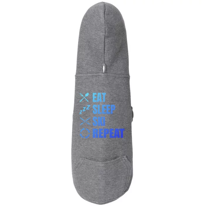 Eat Sleep Ski Repeat Skiing Teacher Extreme Sports Gift Doggie 3-End Fleece Hoodie