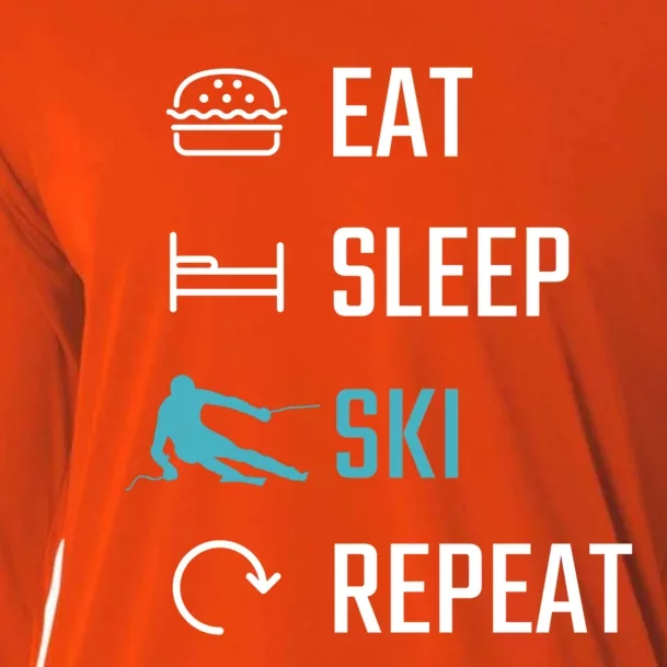 Eat Sleep Ski Repeat Skiing Great Gift Cooling Performance Long Sleeve Crew