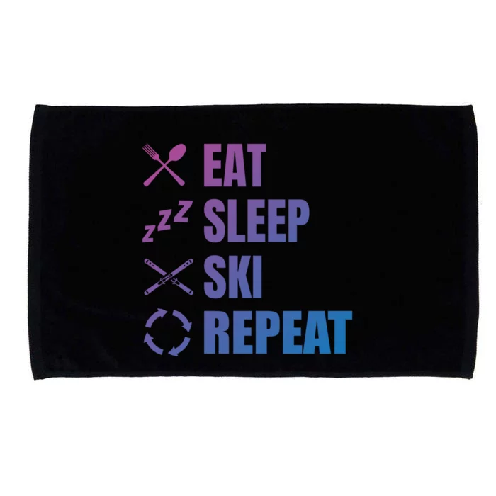 Eat Sleep Ski Repeat Skiing Teacher Extreme Sports Gift Microfiber Hand Towel