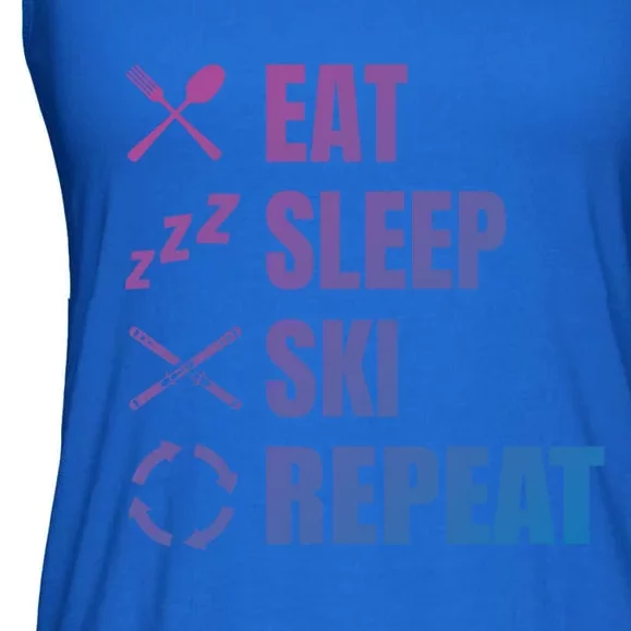 Eat Sleep Ski Repeat Skiing Teacher Extreme Sports Gift Ladies Essential Flowy Tank