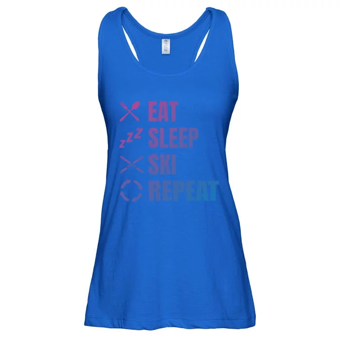 Eat Sleep Ski Repeat Skiing Teacher Extreme Sports Gift Ladies Essential Flowy Tank