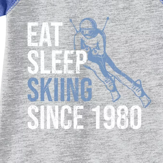 Eat Sleep Skiing Repeat Skier Sport Winter Addiction Ski Cool Gift Infant Baby Jersey Bodysuit