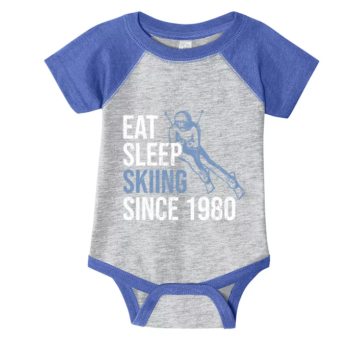 Eat Sleep Skiing Repeat Skier Sport Winter Addiction Ski Cool Gift Infant Baby Jersey Bodysuit