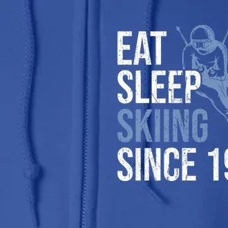 Eat Sleep Skiing Repeat Skier Sport Winter Addiction Ski Cool Gift Full Zip Hoodie