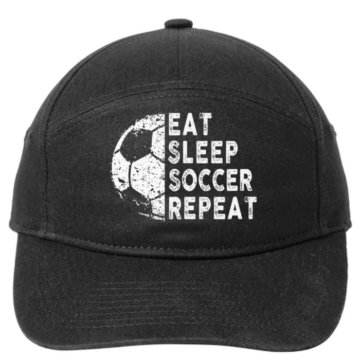 Eat Sleep Soccer Repeat Football Player Fan Funny 7-Panel Snapback Hat