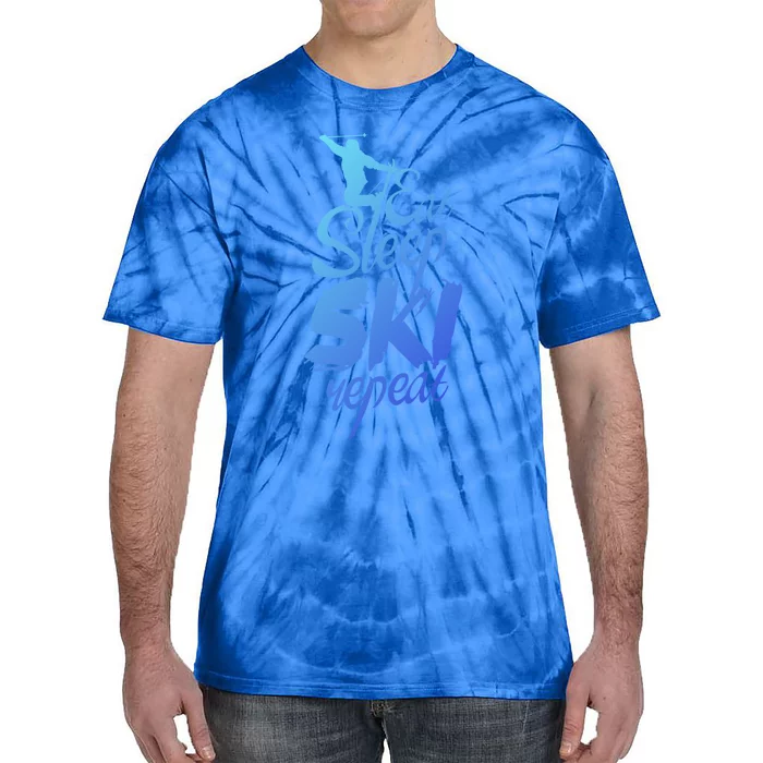 Eat Sleep Ski Repeat Slopes Skiing Skier Sayings Gift Tie-Dye T-Shirt