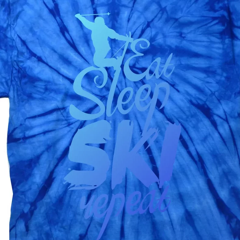 Eat Sleep Ski Repeat Slopes Skiing Skier Sayings Gift Tie-Dye T-Shirt