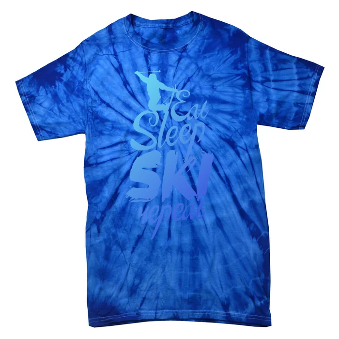 Eat Sleep Ski Repeat Slopes Skiing Skier Sayings Gift Tie-Dye T-Shirt