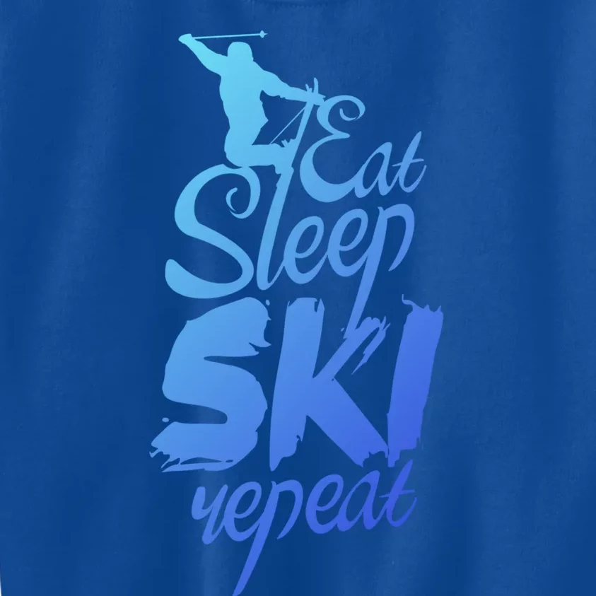 Eat Sleep Ski Repeat Slopes Skiing Skier Sayings Gift Kids Sweatshirt