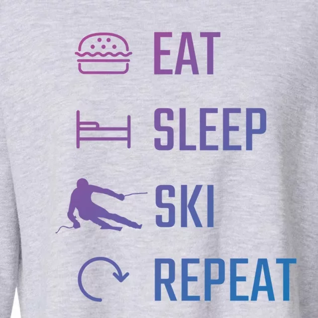 Eat Sleep Ski Repeat Skiing Gift Cropped Pullover Crew