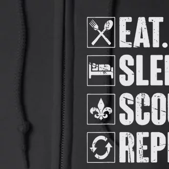 Eat Sleep Scout Repeat Funny Scouting Lover Gift Full Zip Hoodie