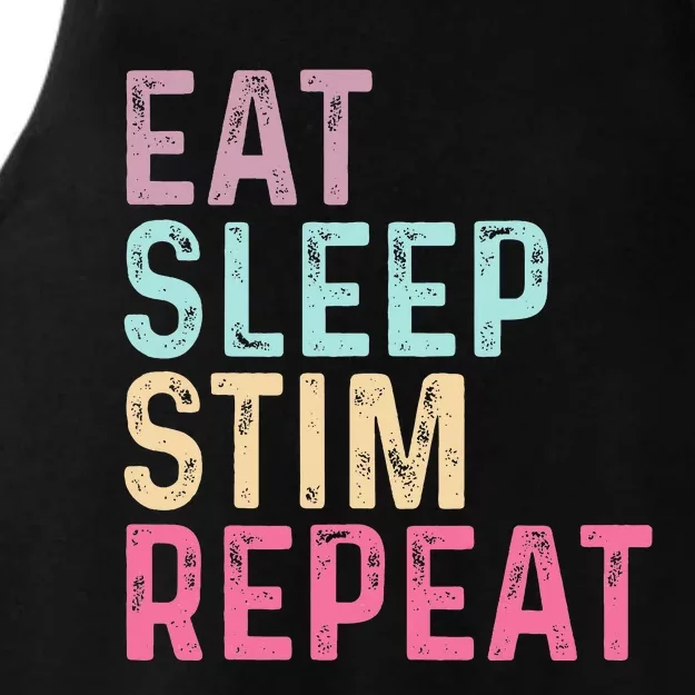 Eat Sleep Stim Repeat Autism Awareness Ladies Tri-Blend Wicking Tank