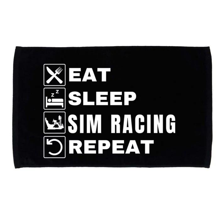 Eat Sleep Sim Racing Repeat Sim Racer Car Racing Sim Race Funny Gaming Esport Microfiber Hand Towel