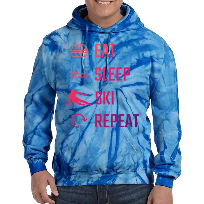 Eat Sleep Ski Repeat Skiing Gift Tie Dye Hoodie