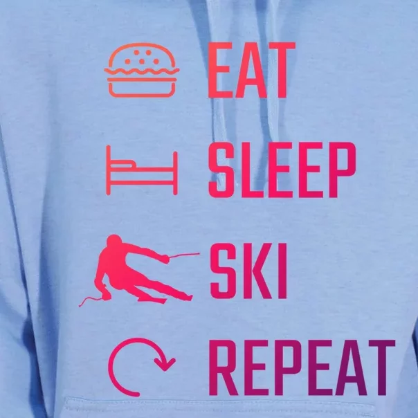 Eat Sleep Ski Repeat Skiing Gift Unisex Surf Hoodie