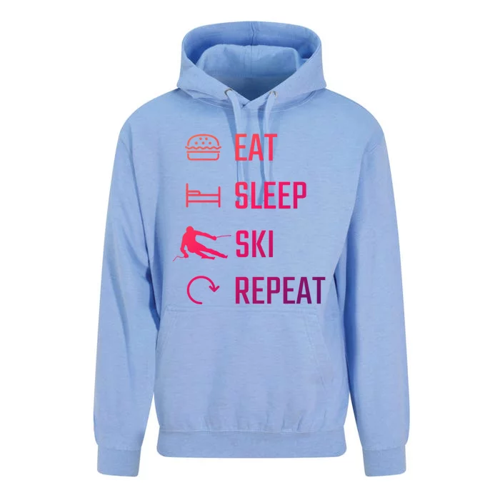 Eat Sleep Ski Repeat Skiing Gift Unisex Surf Hoodie