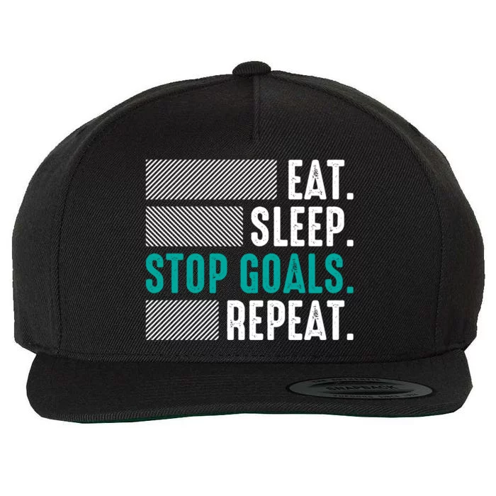 Eat Sleep Stop Goals Repeat Hockey Lover Goalie Player Gift Wool Snapback Cap