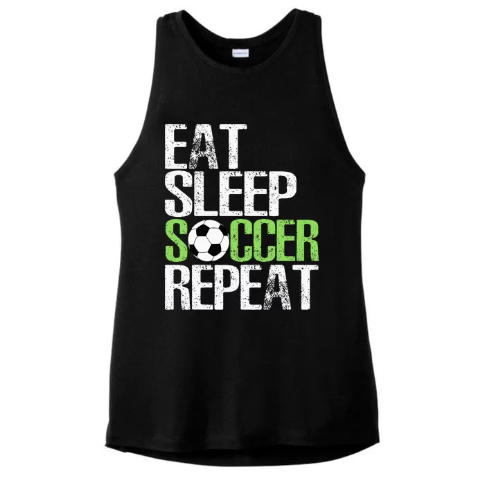 Eat Sleep Soccer Repeat Cool Sport Player Gift Ladies Tri-Blend Wicking Tank