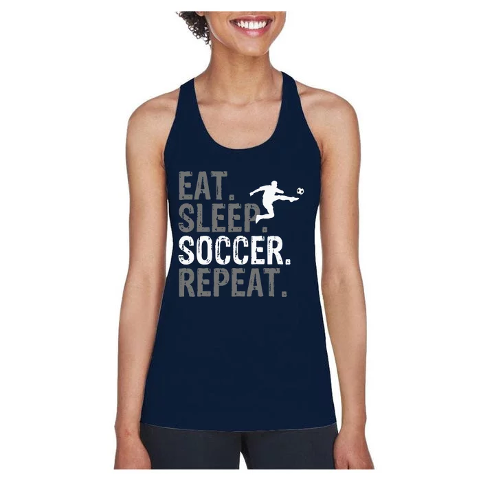 Eat Sleep Soccer Repeat vintage Soccer players Women's Racerback Tank