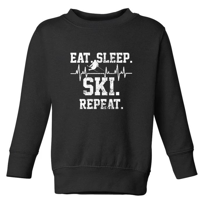 Eat Sleep Ski Repeat Skiing Skier Lover Funny Gift Toddler Sweatshirt