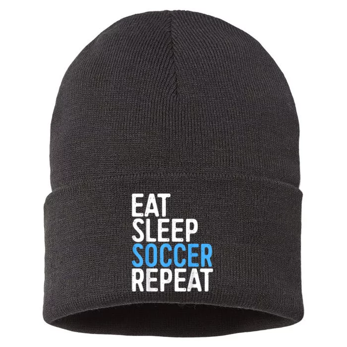 Eat Sleep Soccer Repeat Sustainable Knit Beanie