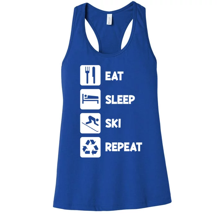 Eat Sleep Ski Repeat Snow Skiing Colorado Mountain Skier Tee Cool Gift Women's Racerback Tank