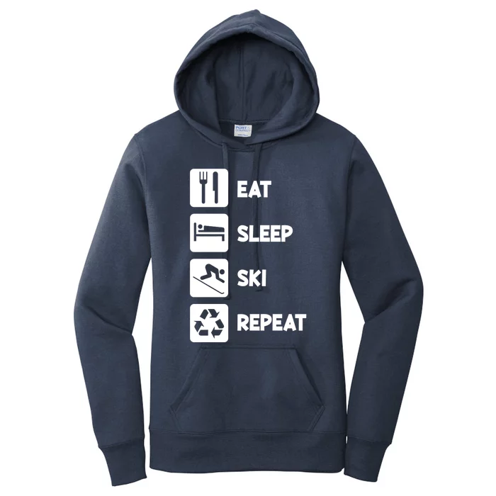 Eat Sleep Ski Repeat Snow Skiing Colorado Mountain Skier Tee Cool Gift Women's Pullover Hoodie