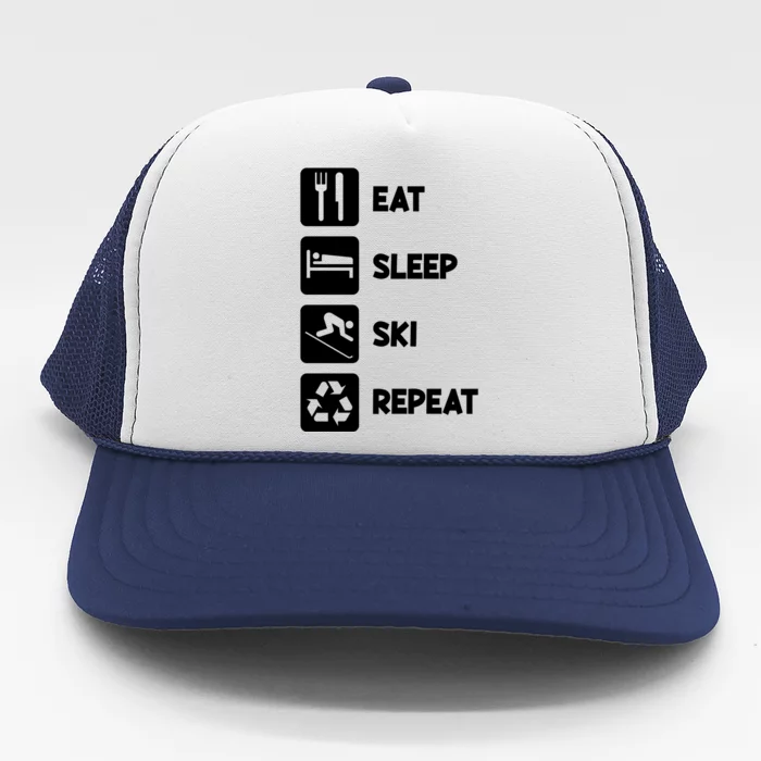 Eat Sleep Ski Repeat Snow Skiing Colorado Mountain Skier Tee Cool Gift Trucker Hat