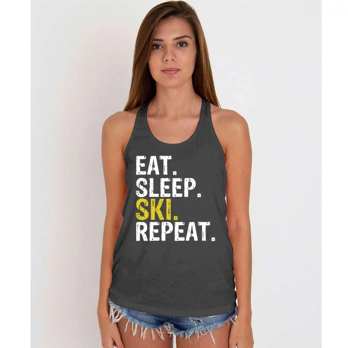 Eat Sleep Ski Repeat Gift Skiing Funny Gift Women's Knotted Racerback Tank