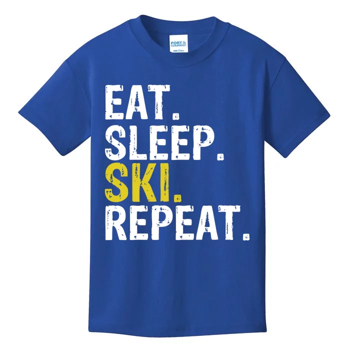 Eat Sleep Ski Repeat Gift Skiing Funny Gift Kids T-Shirt