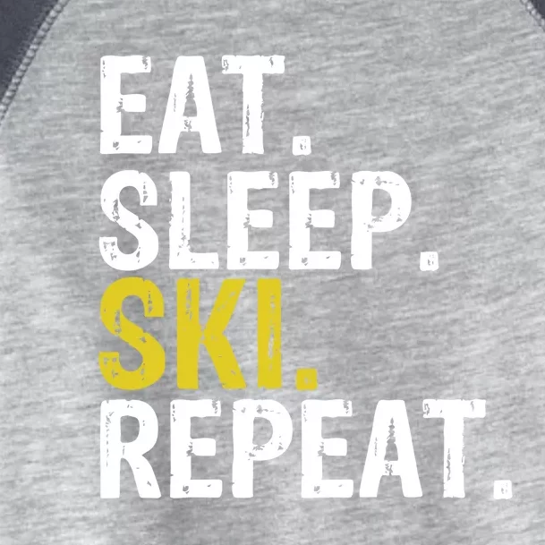 Eat Sleep Ski Repeat Gift Skiing Funny Gift Toddler Fine Jersey T-Shirt