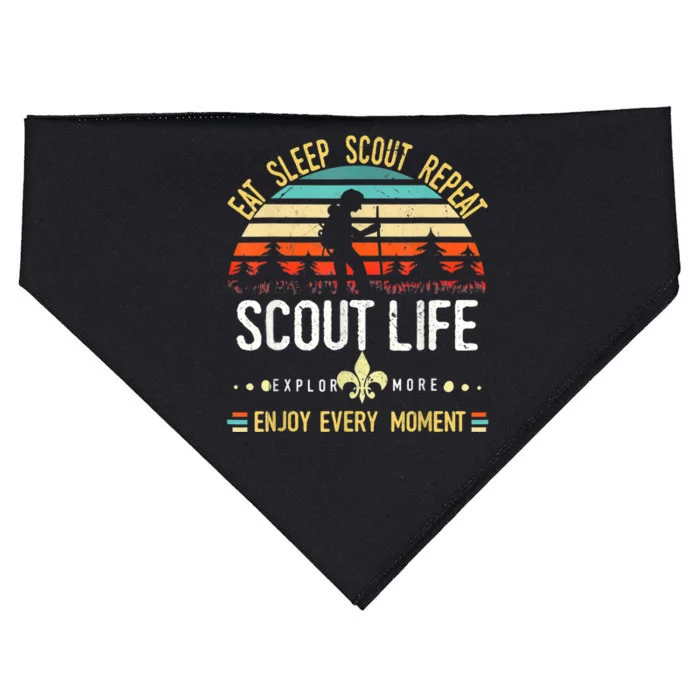 Eat Sleep Scout Repeat Vintage Scouting Scout Life USA-Made Doggie Bandana