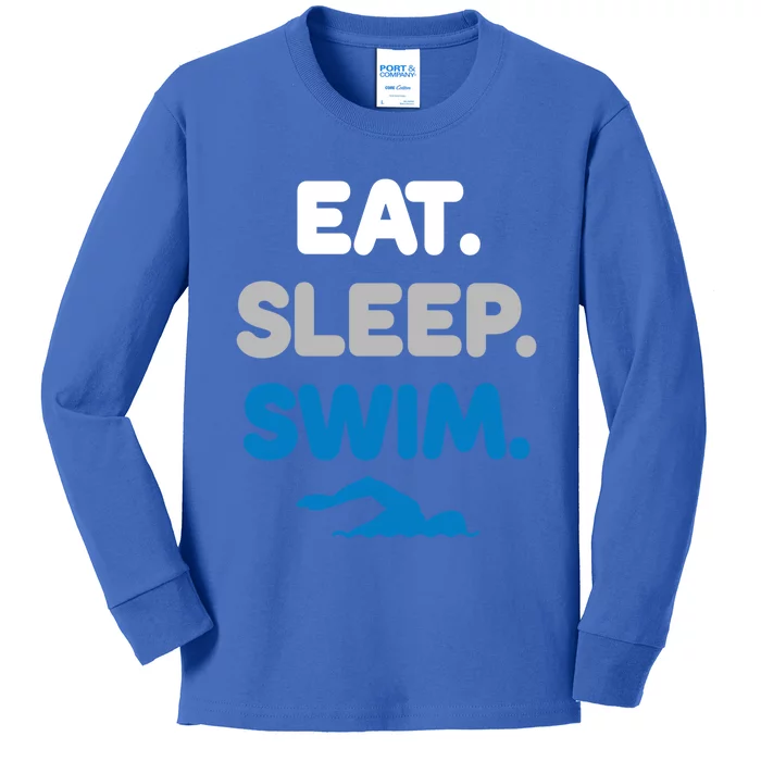 Eat Sleep Swim Swimming Sports Swimmer Athlete Gift Kids Long Sleeve Shirt