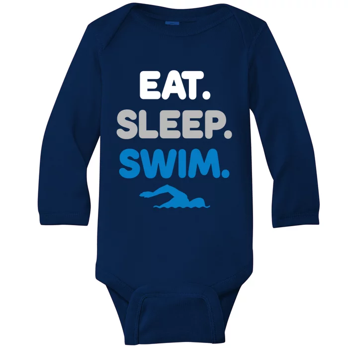 Eat Sleep Swim Swimming Sports Swimmer Athlete Gift Baby Long Sleeve Bodysuit