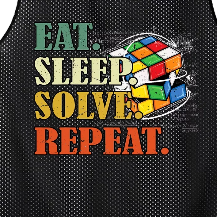 Eat sleep solve repeat Math Speed Cubing Puzzle lover Cube Mesh Reversible Basketball Jersey Tank