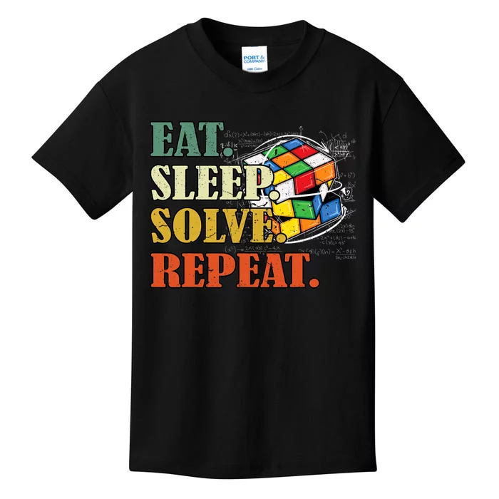 Eat sleep solve repeat Math Speed Cubing Puzzle lover Cube Kids T-Shirt